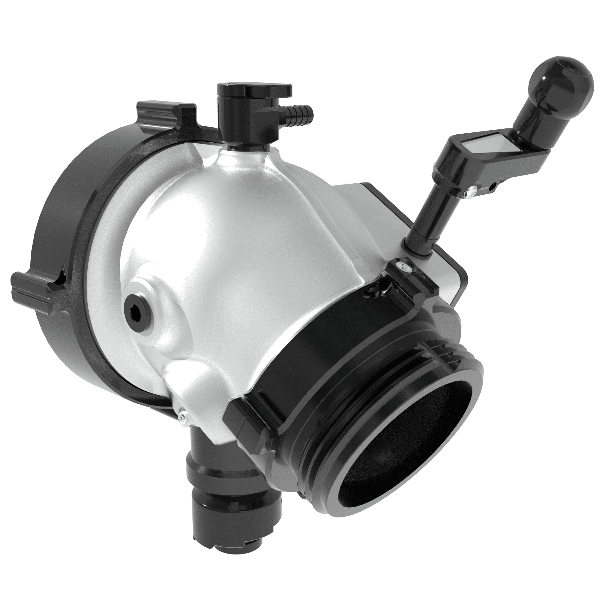 Low-Profile Intake Valve, Top Crank Controls, Rigid Elbow - 6" NHM Rigid Street-Side, 6" NHF Swivel Truck-Side, Pressure Relief Valve Low-Profile Intake Valve, Top Crank Controls, Rigid Elbow - 6" NHM Rigid Street-Side, 6" NHF Swivel Truck-Side, Pressure Relief Valve