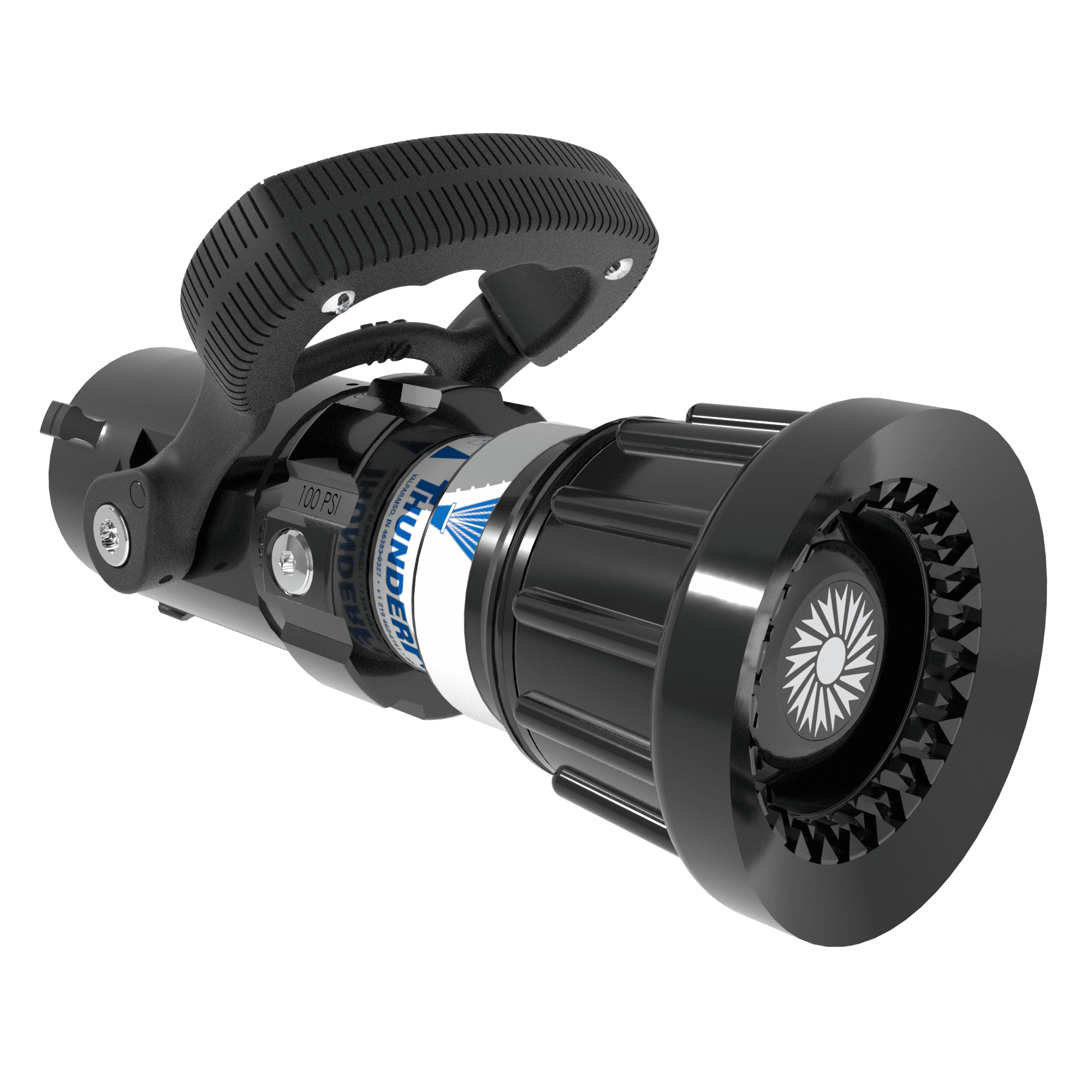 ThunderFog Selectable One-Piece Nozzle, Ball Valve - 95/125/150/200/250 GPM @ 100 PSI, 1.5" NHF Rocker Swivel Inlet, Metal Teeth ThunderFog Selectable One-Piece Nozzle, Ball Valve - 95/125/150/200/250 GPM @ 100 PSI, 1.5" NHF Rocker Swivel Inlet, Metal Teeth