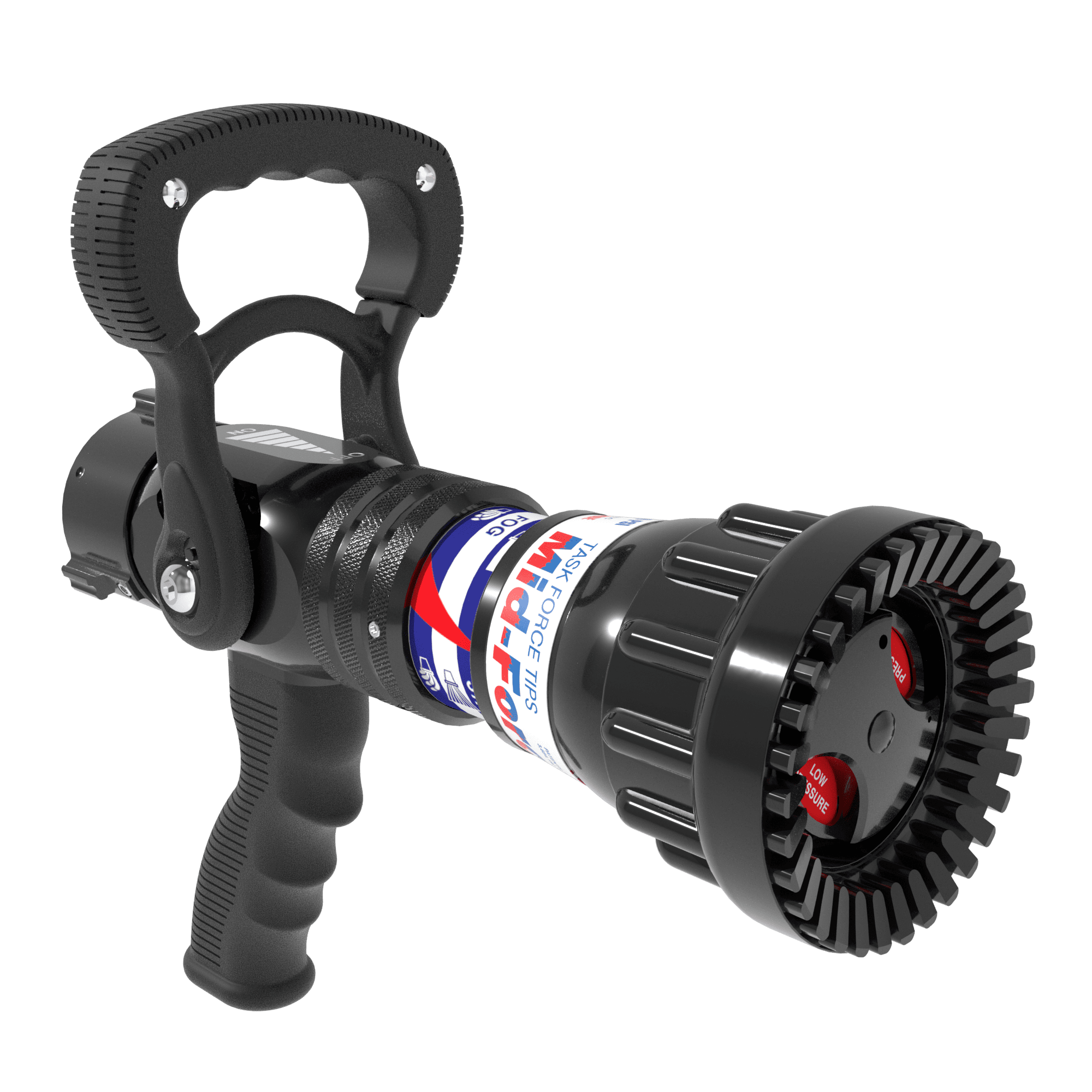 Mid-Force Automatic One-Piece Nozzle With Pistol Grip, Slide Valve - 70-200 GPM @ 55/100 PSI, 1.5" NHF Rocker Swivel Inlet, Rubber Teeth Mid-Force Automatic One-Piece Nozzle With Pistol Grip, Slide Valve - 70-200 GPM @ 55/100 PSI, 1.5" NHF Rocker Swivel Inlet, Rubber Teeth