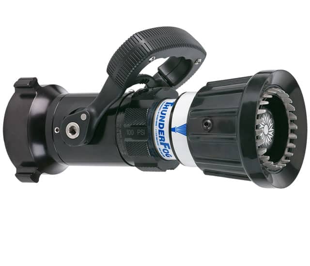 ThunderFog Selectable One-Piece Nozzle, Ball Valve - 95/125/150/200/250 GPM @ 100 PSI, 2.5" NHF Rocker Swivel Inlet, Playpipe, Spinning Metal Teeth ThunderFog Selectable One-Piece Nozzle, Ball Valve - 95/125/150/200/250 GPM @ 100 PSI, 2.5" NHF Rocker Swivel Inlet, Playpipe, Spinning Metal Teeth