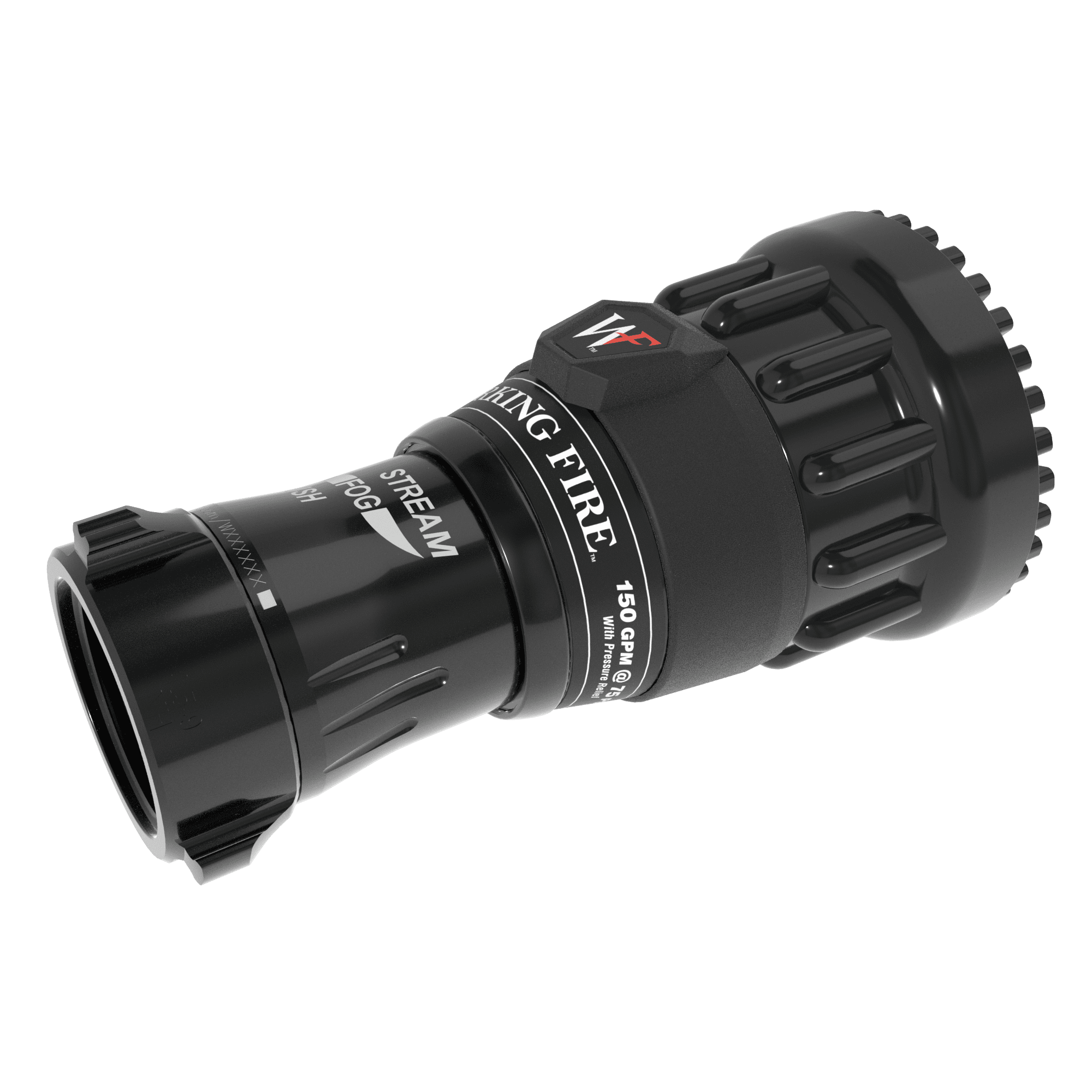 Working Fire Fixed Flow Nozzle Tip - 150 GPM @ 75 PSI, 1.5" NHF Rocker Swivel Inlet, Rubber Teeth Working Fire Fixed Flow Nozzle Tip - 150 GPM @ 75 PSI, 1.5" NHF Rocker Swivel Inlet, Rubber Teeth