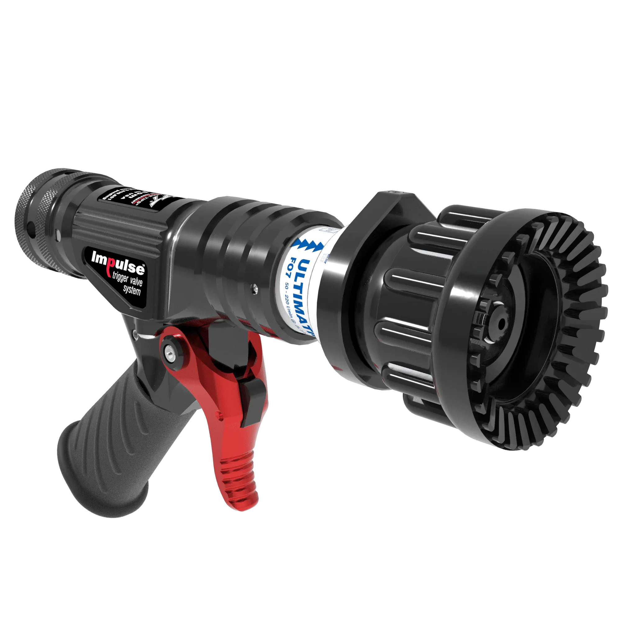 Ultimatic Automatic One-Piece FO5 Flashover Nozzle With Pistol Grip, Trigger Valve - 50-220 LPM @ 5 Bar, 25 mm BSPF Swivel Inlet, Rubber Teeth Ultimatic Automatic One-Piece FO5 Flashover Nozzle With Pistol Grip, Trigger Valve - 50-220 LPM @ 5 Bar, 25 mm BSPF Swivel Inlet, Rubber Teeth