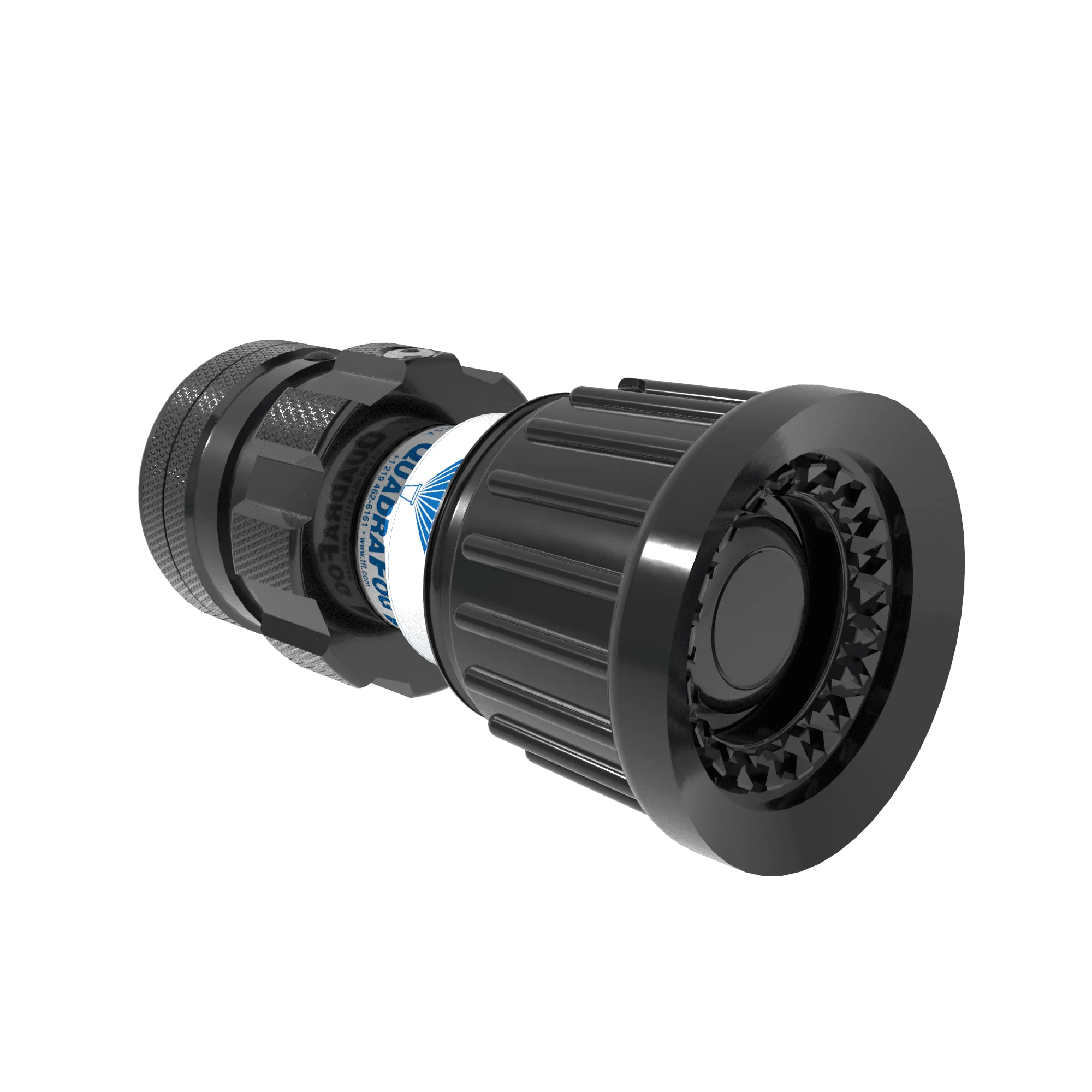 QuadraFog Selectable Nozzle Tip, Integrated Valve - 5/10/24/40 GPM @ 100 PSI, 1" NPSHF Rigid Inlet, Metal Teeth QuadraFog Selectable Nozzle Tip, Integrated Valve - 5/10/24/40 GPM @ 100 PSI, 1" NPSHF Rigid Inlet, Metal Teeth