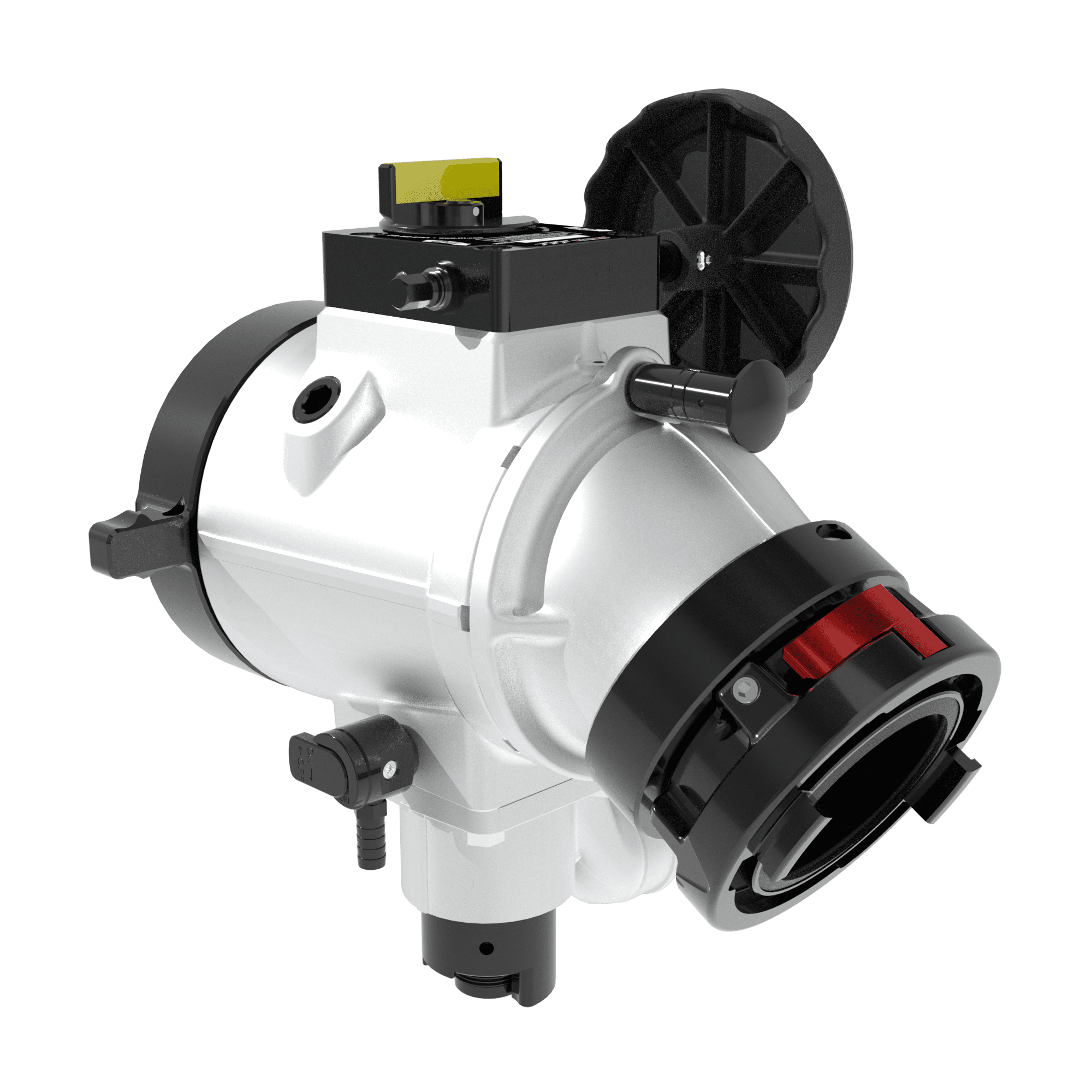 Jumbo Intake Valve, Right Handwheel Controls, Swiveling Elbow - 4" Storz Rigid Street-Side, 6" NHF Swivel Truck-Side, Pressure Relief Valve Jumbo Intake Valve, Right Handwheel Controls, Swiveling Elbow - 4" Storz Rigid Street-Side, 6" NHF Swivel Truck-Side, Pressure Relief Valve