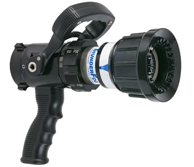 ThunderFog Selectable One-Piece Nozzle With Pistol Grip, Ball Valve - 95/125/150/200/250 GPM @ 100 PSI, 1.5" NHF Rocker Swivel Inlet, Metal Teeth ThunderFog Selectable One-Piece Nozzle With Pistol Grip, Ball Valve - 95/125/150/200/250 GPM @ 100 PSI, 1.5" NHF Rocker Swivel Inlet, Metal Teeth