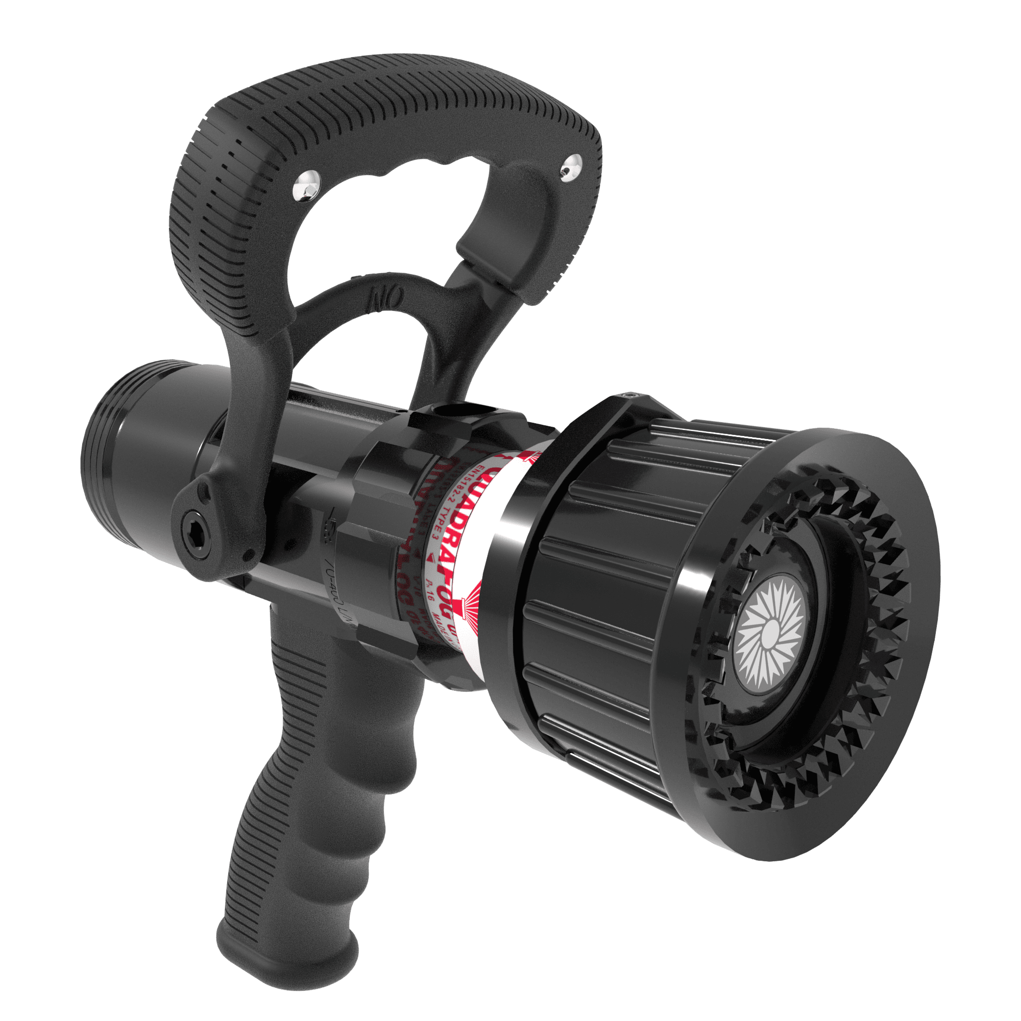 QuadraFog Selectable One-Piece EN FO6 Flashover Nozzle With Pistol Grip, Ball Valve - 20/40/100/150 LPM @ 6 Bar, 52 mm BSPM Swivel Inlet, Metal Teeth QuadraFog Selectable One-Piece EN FO6 Flashover Nozzle With Pistol Grip, Ball Valve - 20/40/100/150 LPM @ 6 Bar, 52 mm BSPM Swivel Inlet, Metal Teeth