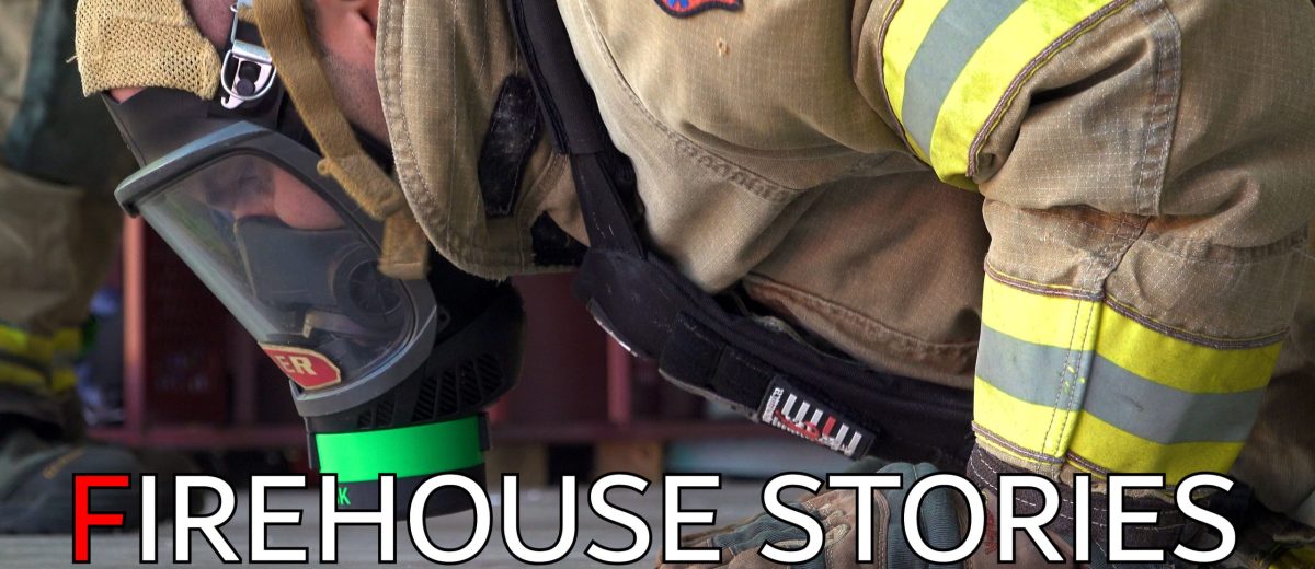 A firefighter works out wearing full bunker gear. Text over the image says Firehouse Stories: Best and Bravest.