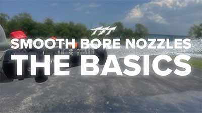A smooth bore nozzle flows outside. Over top words say "Smooth Bore Nozzles: the basics"