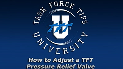 How to adjust a TFT Pressure Relief Valve written in white against a dark blue background