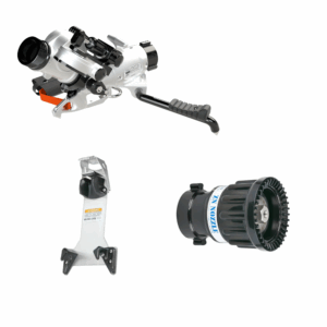 BlitzForce Oscillating Portable Monitor +Fixed Flow Nozzle Package - 65 mm BSPF Swivel Rocker Inlet, 65 mm BSPM Rigid Outlet, Storage Bracket