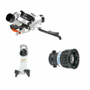 BlitzForce Oscillating Portable Monitor +Fixed Flow Nozzle Package - 2.5" NHF Swivel Rocker Inlet, 2.5" NHM Rigid Outlet, Storage Bracket