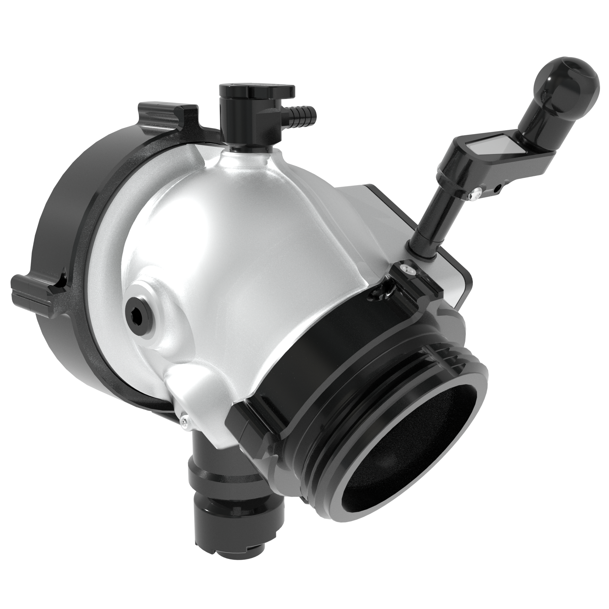 Low-Profile Intake Valve, Top Crank Controls, Rigid Elbow - 5" NHM Rigid Street-Side, 6" NHF Swivel Truck-Side, Pressure Relief Valve Low-Profile Intake Valve, Top Crank Controls, Rigid Elbow - 5" NHM Rigid Street-Side, 6" NHF Swivel Truck-Side, Pressure Relief Valve