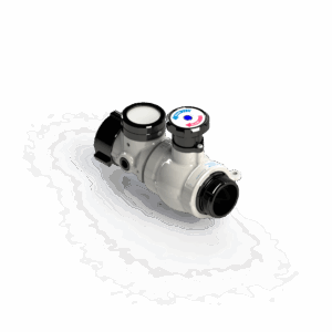 Hydrant Valve With Pressure Gauge Inlet (0-200 PSI) - 2.5" NHF Swivel Rocker Inlet, 2.5" NHM Rigid Outlet, Slow Close Valve