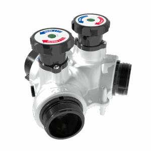 Gated Wye Slow Close Valve - Single 4" NHF Swivel Rocker Inlet, Double 2.5" NHM Rigid Outlets, Silver