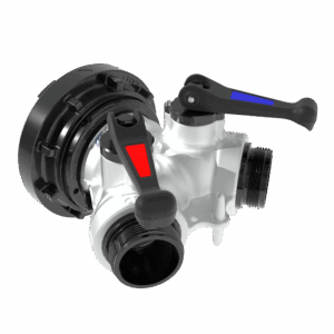 Gated Wye Quarter Turn Valve - Single 6" (150 mm) Storz Rigid Inlet, Double 2.5" (65 mm) NHM Rigid Outlets, Silver