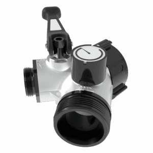 Gated Wye Quarter Turn Thief Valve - Single 2.5" Swivel Rocker Inlet, Single 1.5" NHM Outlet, Single 2.5" NHM Outlet w/ Pressure Gauge, Silver