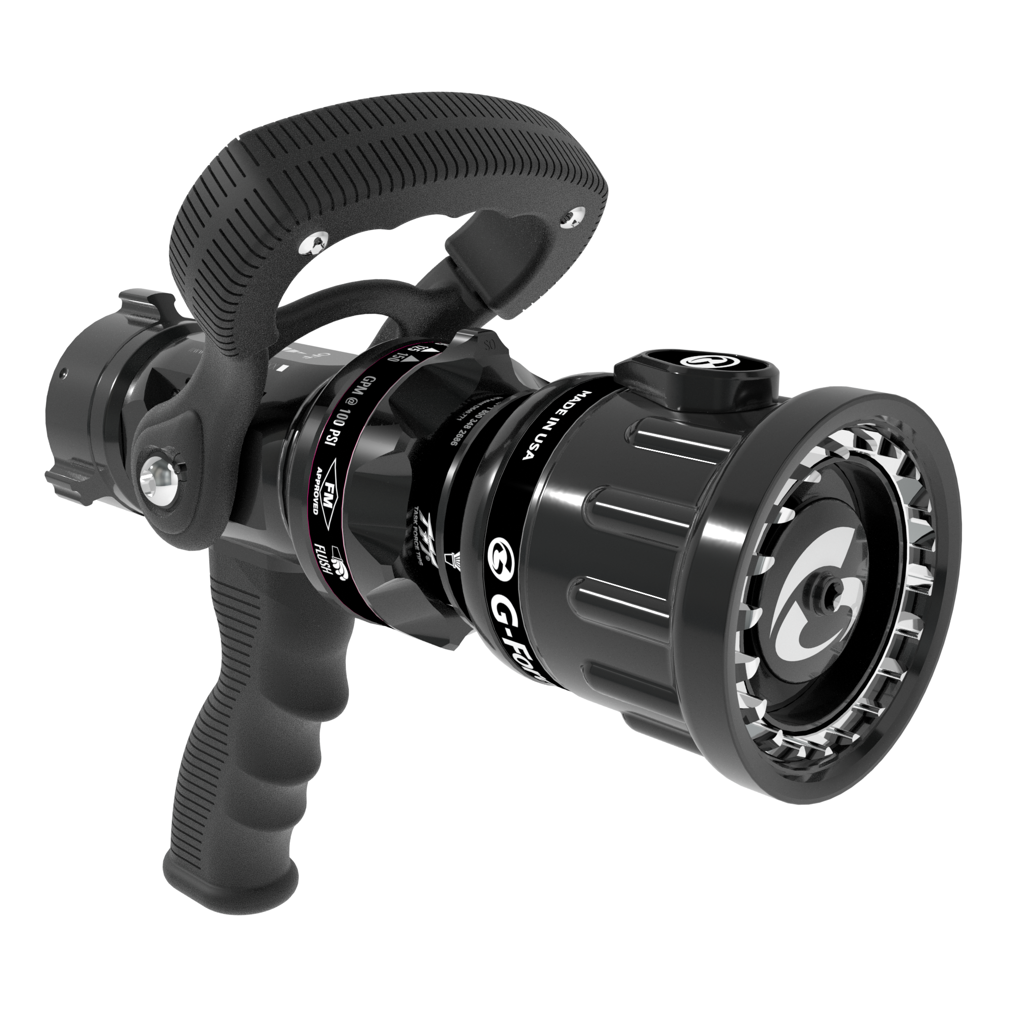 G-Force Selectable One-Piece Nozzle With Pistol Grip, Slide Valve - 110/230/360/470/570 LPM @ 5 Bar, 38 mm BSPF Swivel Inlet, Spinning Metal Teeth, Shaper Indicator Detent G-Force Selectable One-Piece Nozzle With Pistol Grip, Slide Valve - 110/230/360/470/570 LPM @ 5 Bar, 38 mm BSPF Swivel Inlet, Spinning Metal Teeth, Shaper Indicator Detent