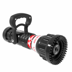 Handline Automatic One-Piece Nozzle, Slide Valve - 95-250 GPM @ 75 PSI, 2.5" NHF Rocker Swivel Inlet, Rubber Teeth