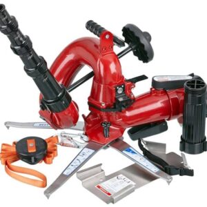 CrossFire Portable Monitor +Smooth Bore Nozzle, 10" Stream Straightener Package - Dual 2.5" NHF Rocker Swivel Inlets, 2.5" NHM Rigid Outlet, Storage Bracket