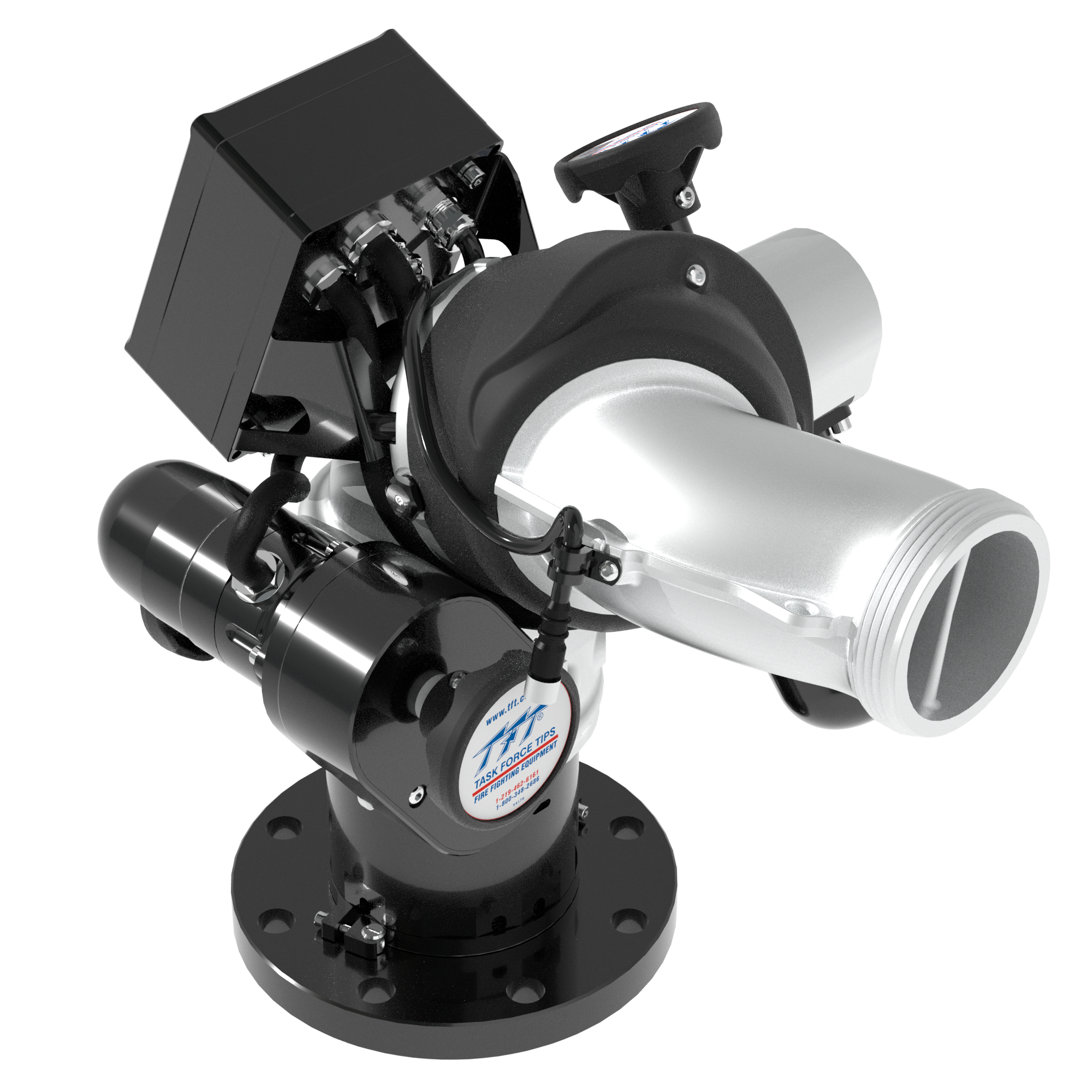 Monsoon RC 2000 GPM (7600 LPM) Monitor, Aerial Ladder - 4" (100 mm) ANSI 150/DN100 PN16 Rigid Flange Inlet, 3.5" (90 mm) NHM Rigid Outlet, 12/24 VDC Acc. Power, RS485, Silver Monsoon RC 2000 GPM (7600 LPM) Monitor, Aerial Ladder - 4" (100 mm) ANSI 150/DN100 PN16 Rigid Flange Inlet, 3.5" (90 mm) NHM Rigid Outlet, 12/24 VDC Acc. Power, RS485, Silver