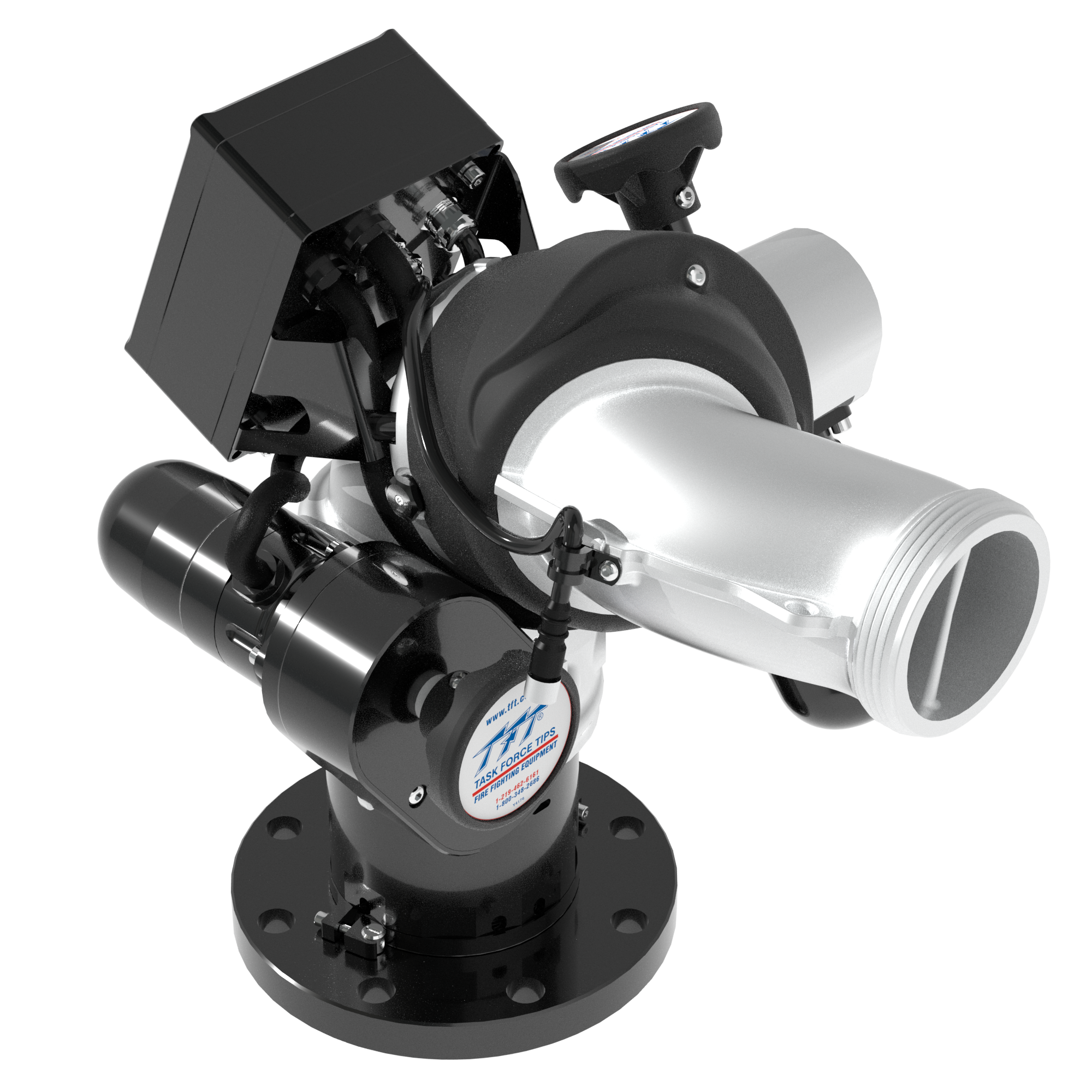 Monsoon RC 2000 GPM (7600 LPM) Monitor, Aerial Ladder - 4" (100 mm) ANSI 150/DN100 PN16 Rigid Flange Inlet, 3.5" (90 mm) NHM Rigid Outlet, 12/24 VDC Acc. Power, RS485, Silver Monsoon RC 2000 GPM (7600 LPM) Monitor, Aerial Ladder - 4" (100 mm) ANSI 150/DN100 PN16 Rigid Flange Inlet, 3.5" (90 mm) NHM Rigid Outlet, 12/24 VDC Acc. Power, RS485, Silver