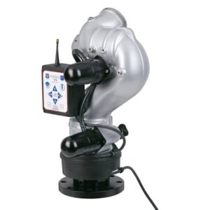 Typhoon RC 1500 GPM (6000 LPM) Monitor, Pumper - 3" (75 mm) NPTF Rigid Inlet, 3.5" (90 mm) NHM Rigid Outlet, 12/24 VDC Acc. Power, RS485, Silver