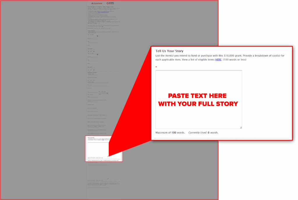 Maximize Your State Farm Fire Grant – Get $2,500 Extra from Task Force Tips location to paste your supporting promotional offer text in grant application