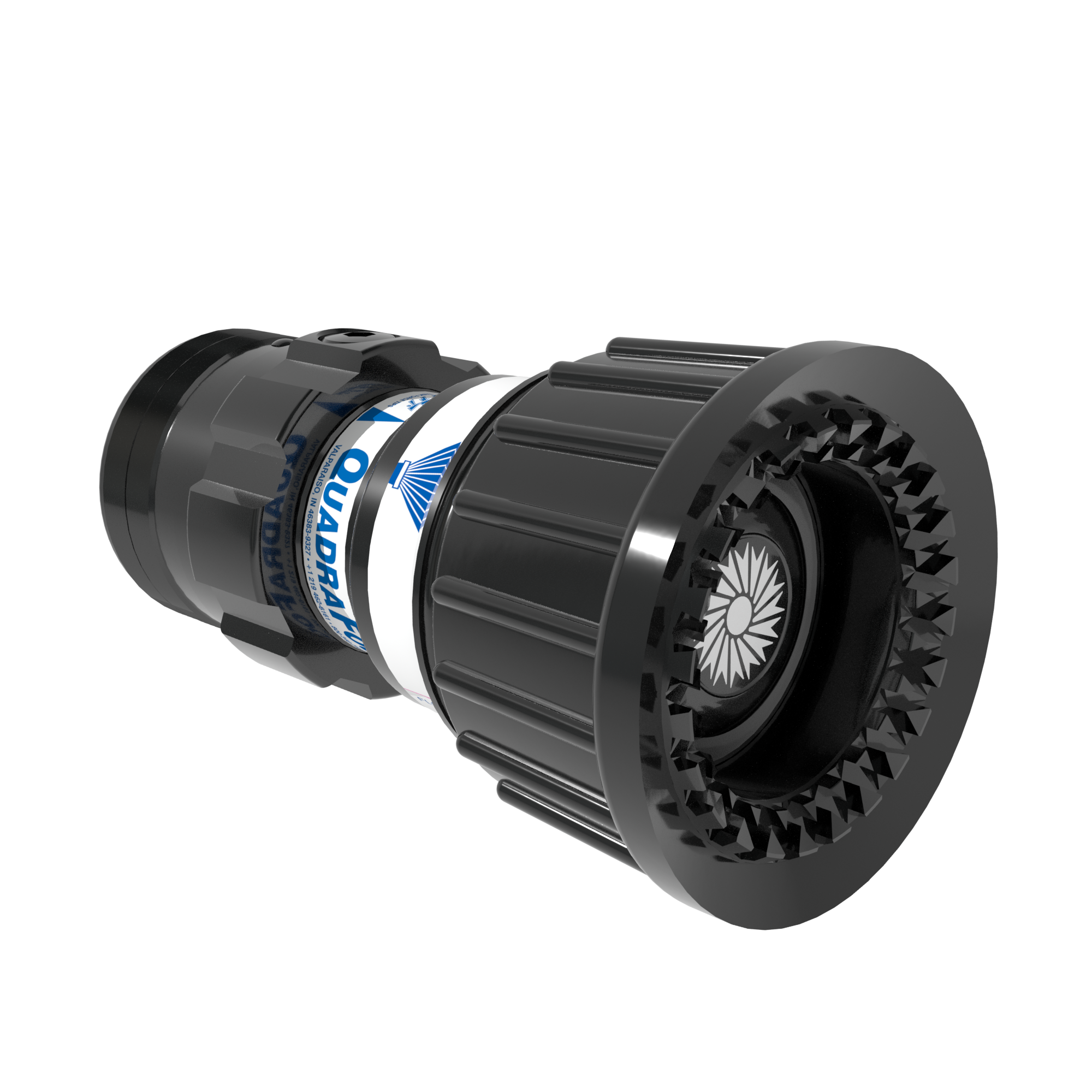 QuadraFog Selectable Nozzle Tip, Integrated Valve - 30/60/95/125 GPM @ 100 PSI, 1.5" NHF Rigid Inlet, Metal Teeth QuadraFog Selectable Nozzle Tip, Integrated Valve - 30/60/95/125 GPM @ 100 PSI, 1.5" NHF Rigid Inlet, Metal Teeth