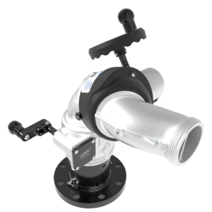 Monsoon Crank+handwheel 2000 GPM (7600 LPM) Monitor, Pumper - 4" (100 mm) ANSI 150/DN100 PN16 Rigid Flange Inlet, 3.5" (90 mm) NHM Rigid Outlet, Silver